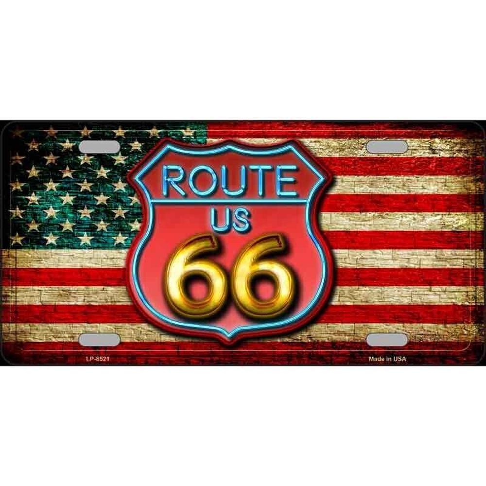 Route 66 American Flag Neon Metal Novelty License Plate eBay Motors:Parts & Accessories:Car & Truck Parts & Accessories:Exterior Parts & Accessories:License Plates & Frames Style Your Walls